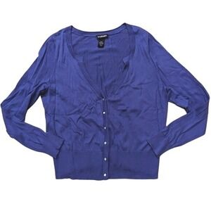 Lane Bryant Plus 1X 14 16 Purple V-Neck Cardigan Sweater‎ Crystal buttons